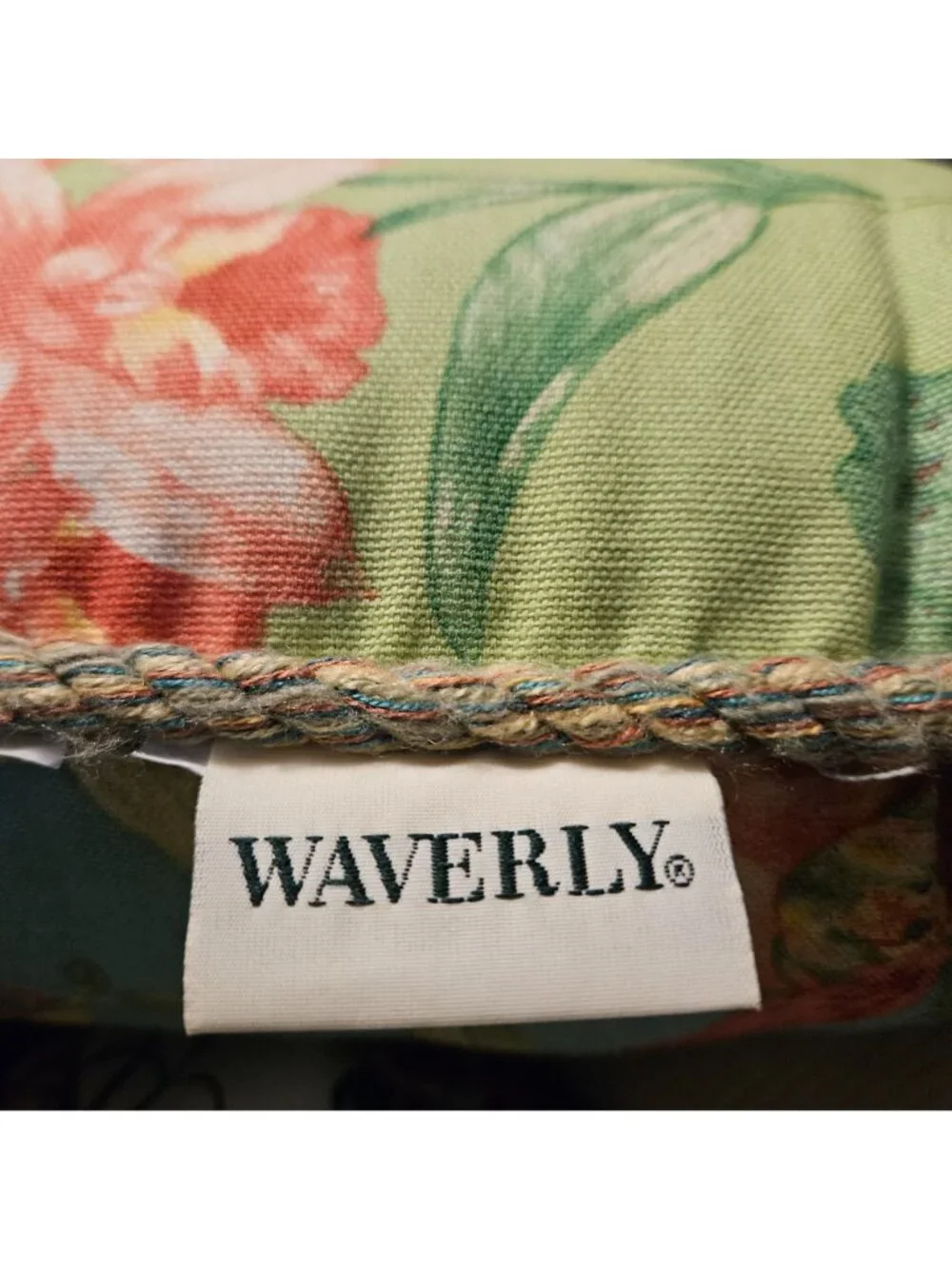 Waverly Orchid Cove Reversible Pillow 16X16 Green Turquoise Floral Tropical